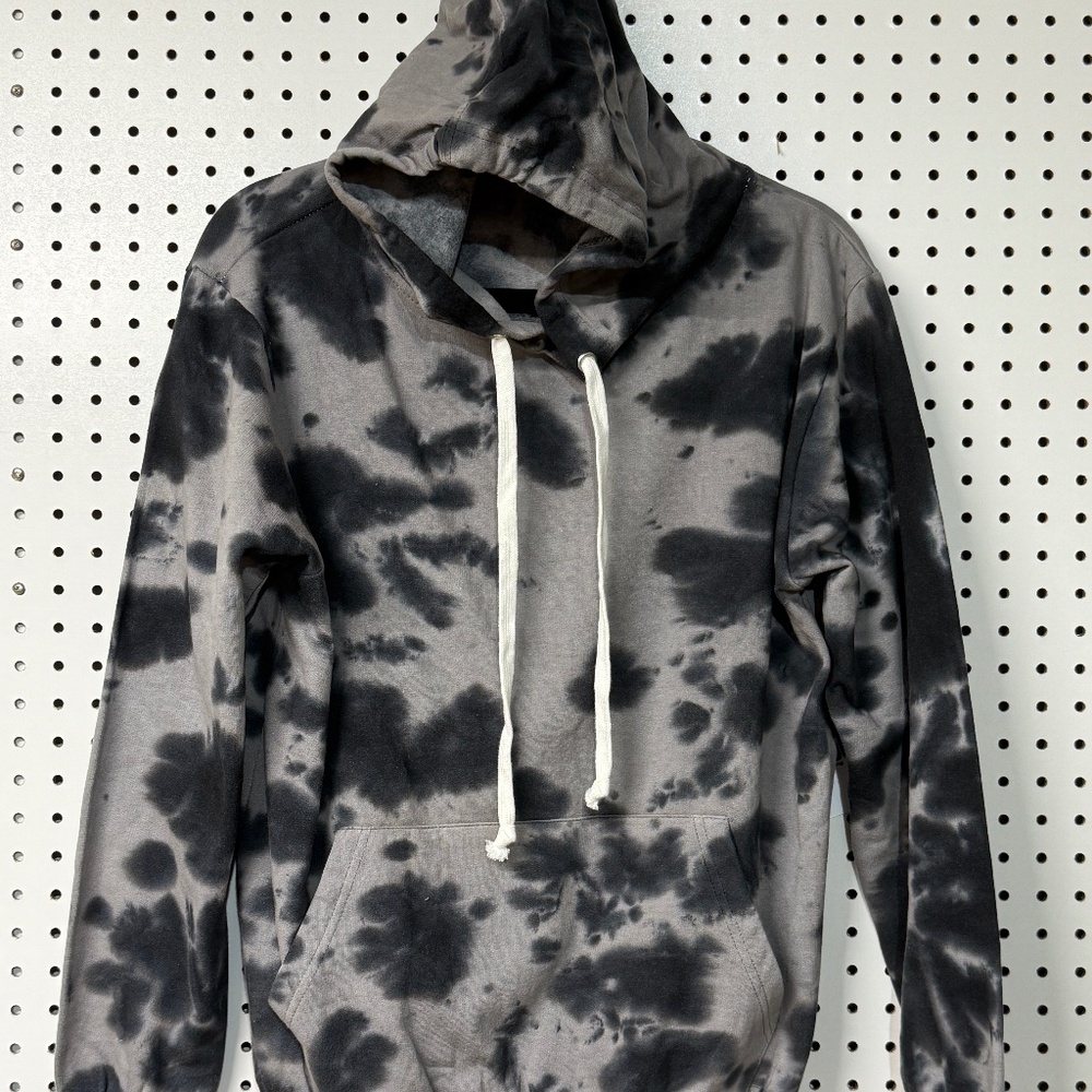 Grey/Black Tie Dye Pullover Hoodie